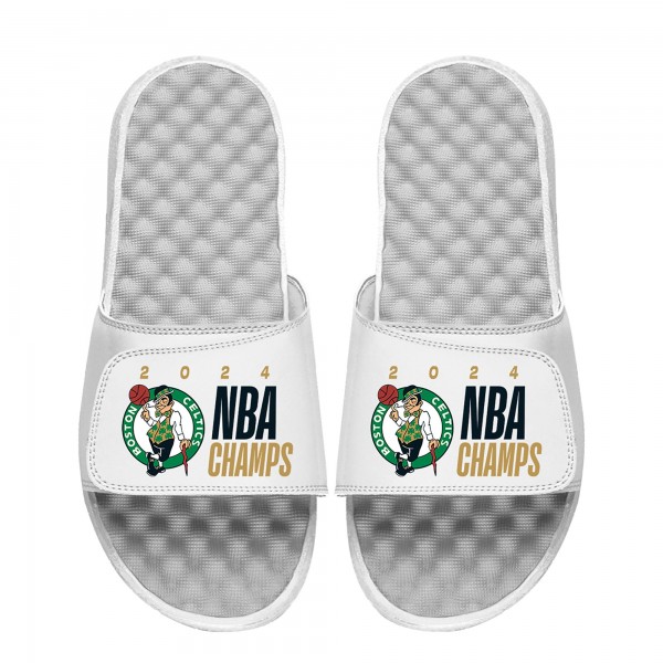 Шлепки Boston Celtics ISlide Youth 2024 NBA Finals Champions Stack – White