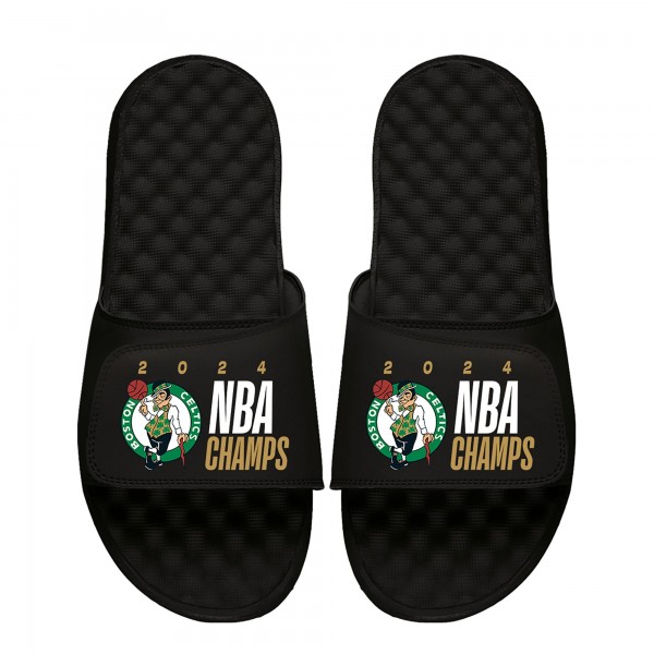 Шлепки Boston Celtics ISlide Unisex 2024 NBA Finals Champions Stack – Black