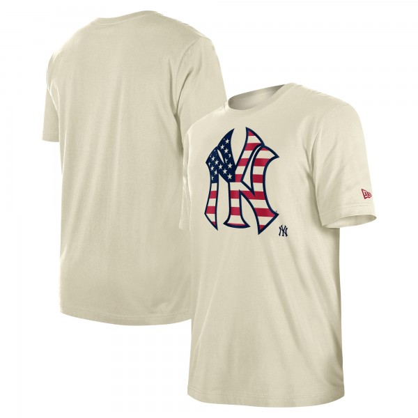 New York Yankees New Era Cream Americana Flag Fill T-Shirt