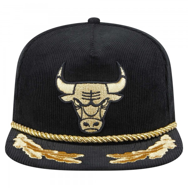 Бейсболка Chicago Bulls New Era Black Corduroy Gold Leaf Golfer