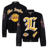Бомбер Los Angeles Lakers Jeff Hamilton Block Letter Old English Wool & Leather Varsity - Black