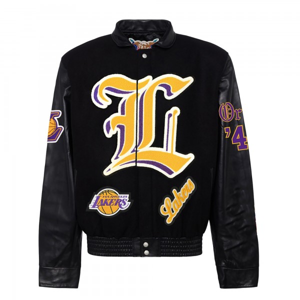 Бомбер Los Angeles Lakers Jeff Hamilton Block Letter Old English Wool & Leather Varsity - Black