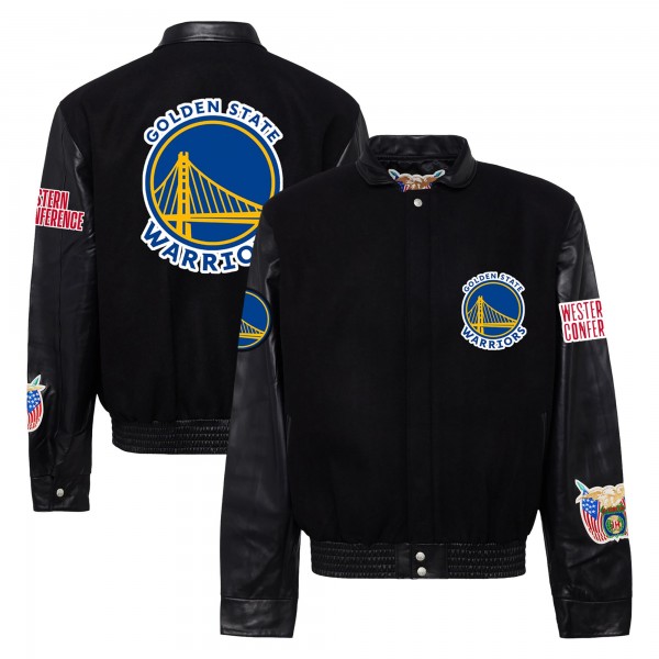 Бомбер Golden State Warriors Jeff Hamilton Wool & Leather Varsity - Black