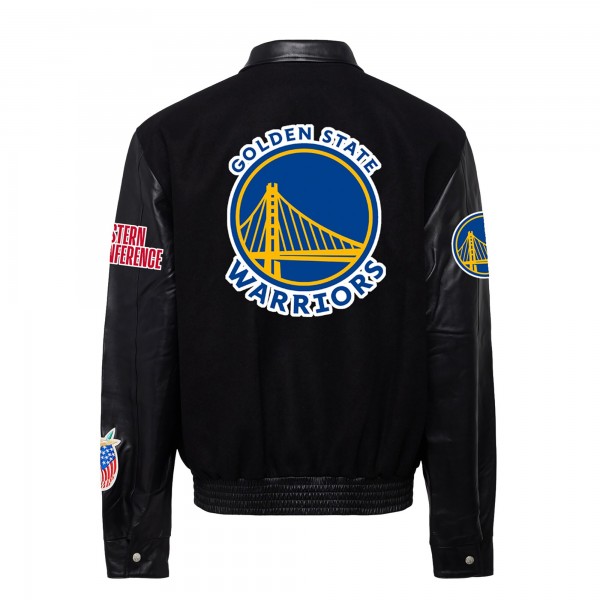 Бомбер Golden State Warriors Jeff Hamilton Wool & Leather Varsity - Black