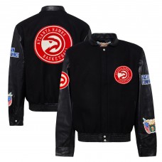 Бомбер Atlanta Hawks Jeff Hamilton Wool & Leather Varsity - Black