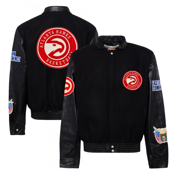 Бомбер Atlanta Hawks Jeff Hamilton Wool & Leather Varsity - Black