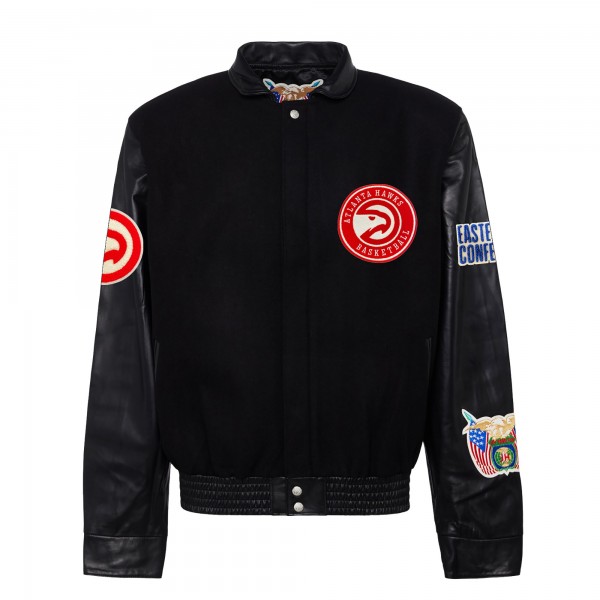 Бомбер Atlanta Hawks Jeff Hamilton Wool & Leather Varsity - Black