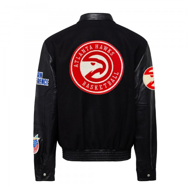 Бомбер Atlanta Hawks Jeff Hamilton Wool & Leather Varsity - Black