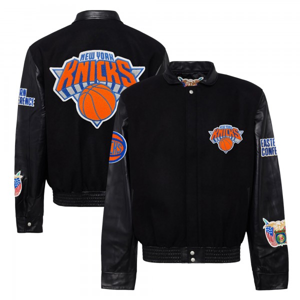 Бомбер New York Knicks Jeff Hamilton Wool & Leather Varsity - Black