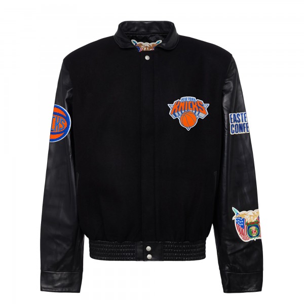 Бомбер New York Knicks Jeff Hamilton Wool & Leather Varsity - Black