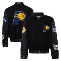 Indiana Pacers Jeff Hamilton Black Wool & Leather Full-Snap Varsity Jacket