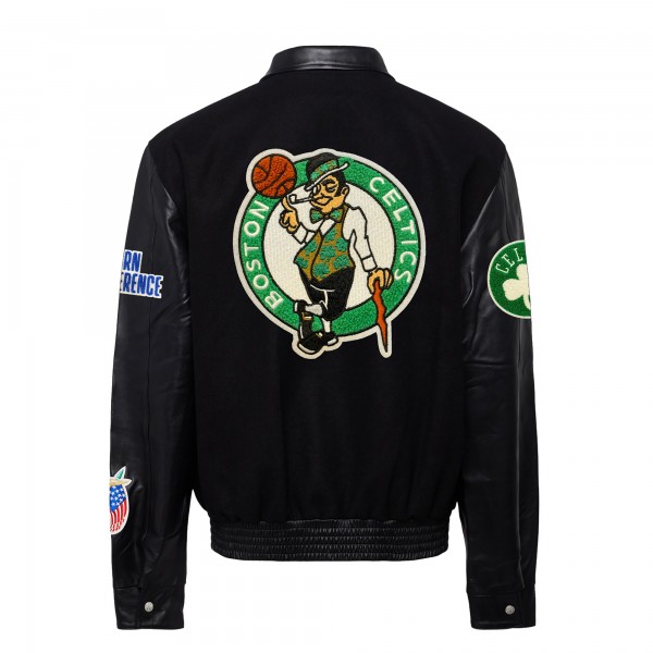 Бомбер Boston Celtics Jeff Hamilton Wool & Leather Varsity - Black