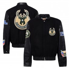 Бомбер Milwaukee Bucks Jeff Hamilton Wool & Leather Varsity - Black