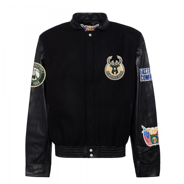 Бомбер Milwaukee Bucks Jeff Hamilton Wool & Leather Varsity - Black