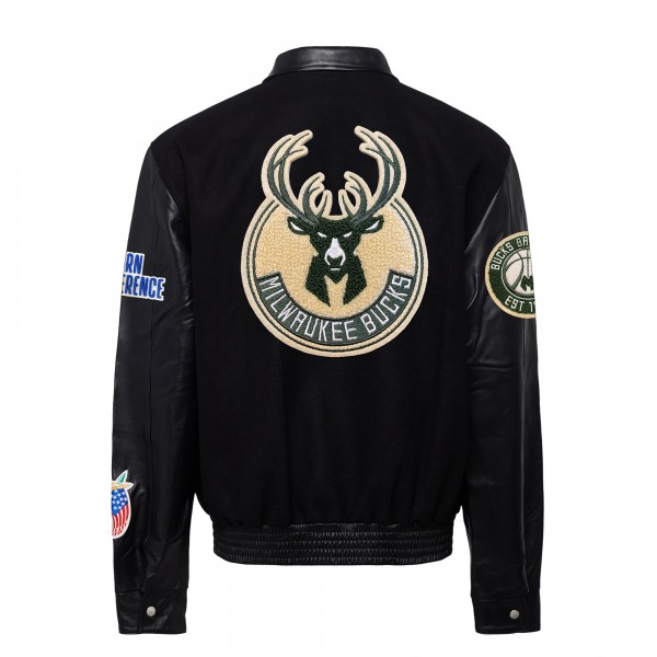 Бомбер Milwaukee Bucks Jeff Hamilton Wool & Leather Varsity - Black