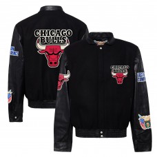 Куртка на кнопках Chicago Bulls Jeff Hamilton Black Wool & Leather Varsity