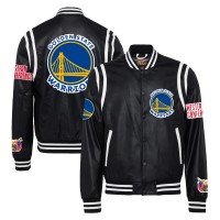 Бомбер Golden State Warriors Jeff Hamilton Vegan Leather - Black