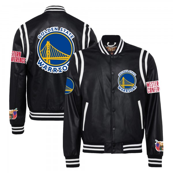 Бомбер Golden State Warriors Jeff Hamilton Vegan Leather - Black