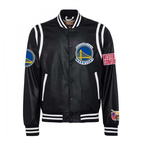 Бомбер Golden State Warriors Jeff Hamilton Vegan Leather - Black