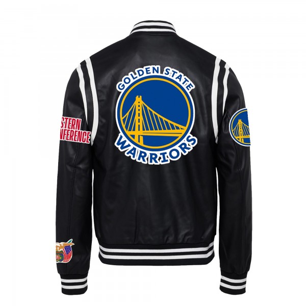 Бомбер Golden State Warriors Jeff Hamilton Vegan Leather - Black