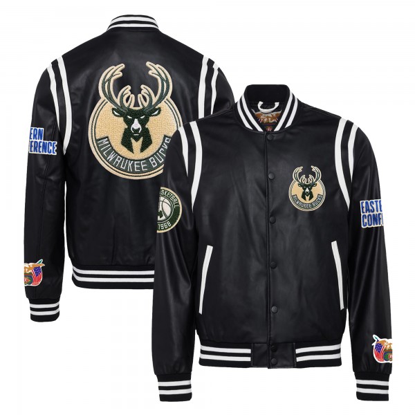 Бомбер Milwaukee Bucks Jeff Hamilton Vegan Leather - Black