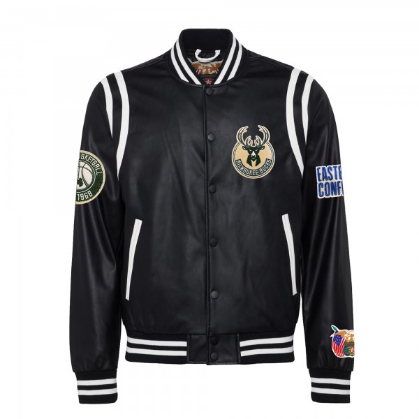 Бомбер Milwaukee Bucks Jeff Hamilton Vegan Leather - Black
