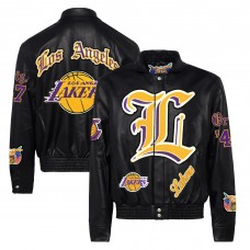 Бомбер Los Angeles Lakers Jeff Hamilton Block Letter Old English Leather - Black