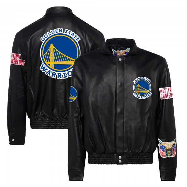 Бомбер Golden State Warriors Jeff Hamilton Leather - Black