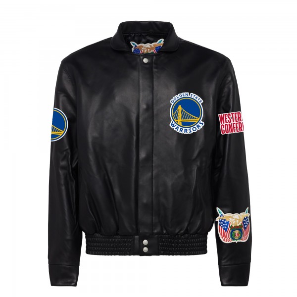 Бомбер Golden State Warriors Jeff Hamilton Leather - Black
