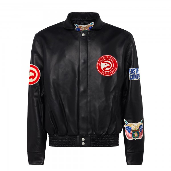 Бомбер Atlanta Hawks Jeff Hamilton Leather - Black
