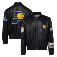 Indiana Pacers Jeff Hamilton Black Leather Full-Snap Jacket