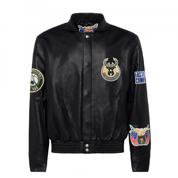 Бомбер Milwaukee Bucks Jeff Hamilton Leather - Black