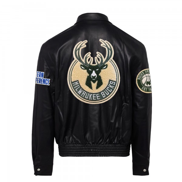 Бомбер Milwaukee Bucks Jeff Hamilton Leather - Black