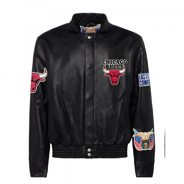Куртка на кнопках Chicago Bulls Jeff Hamilton Black Leather