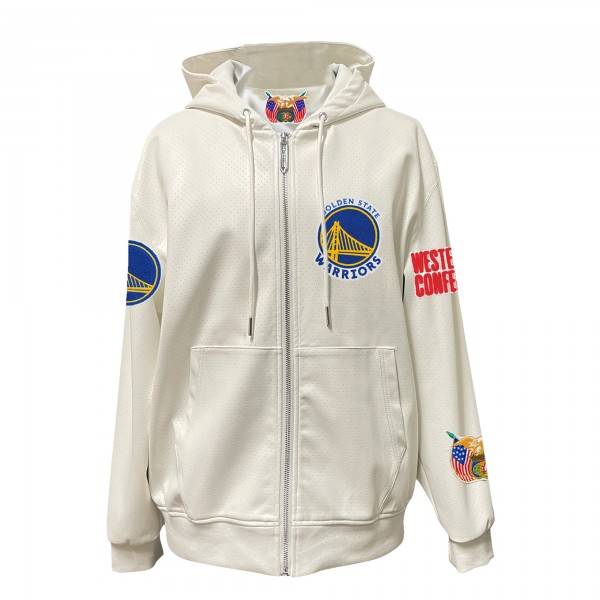 Толстовка на молнии Golden State Warriors Jeff Hamilton White Vegan Leather