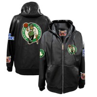 Boston Celtics Jeff Hamilton Black Vegan Leather Full-Zip Hoodie
