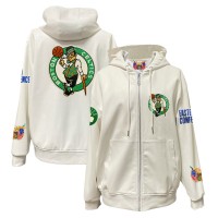 Boston Celtics Jeff Hamilton White Vegan Leather Full-Zip Hoodie