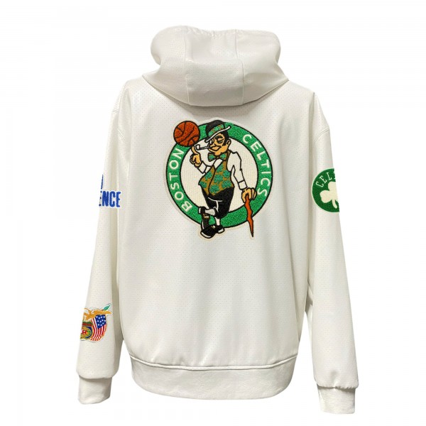 Boston Celtics Jeff Hamilton White Vegan Leather Full-Zip Hoodie
