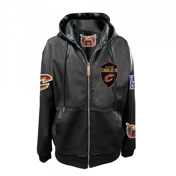 Cleveland Cavaliers Jeff Hamilton Black Vegan Leather Full-Zip Hoodie