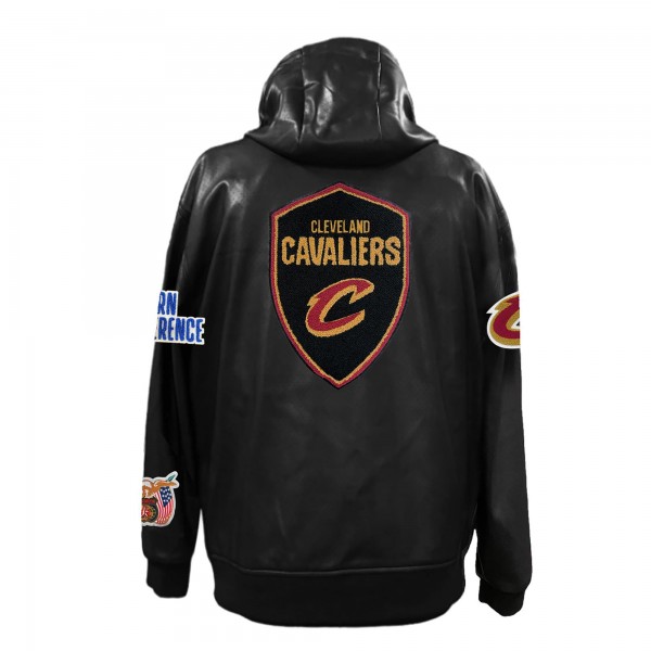Cleveland Cavaliers Jeff Hamilton Black Vegan Leather Full-Zip Hoodie