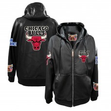 Chicago Bulls Jeff Hamilton Black Vegan Leather Full-Zip Hoodie