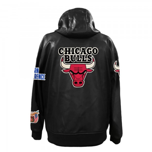 Chicago Bulls Jeff Hamilton Black Vegan Leather Full-Zip Hoodie