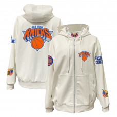 New York Knicks Jeff Hamilton White Vegan Leather Full-Zip Hoodie