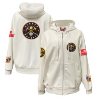 Толстовка на молнии Denver Nuggets Jeff Hamilton White Vegan Leather