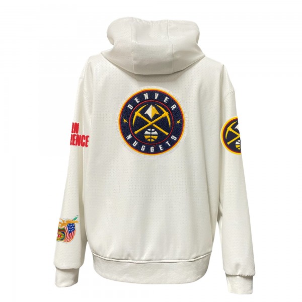 Толстовка на молнии Denver Nuggets Jeff Hamilton White Vegan Leather
