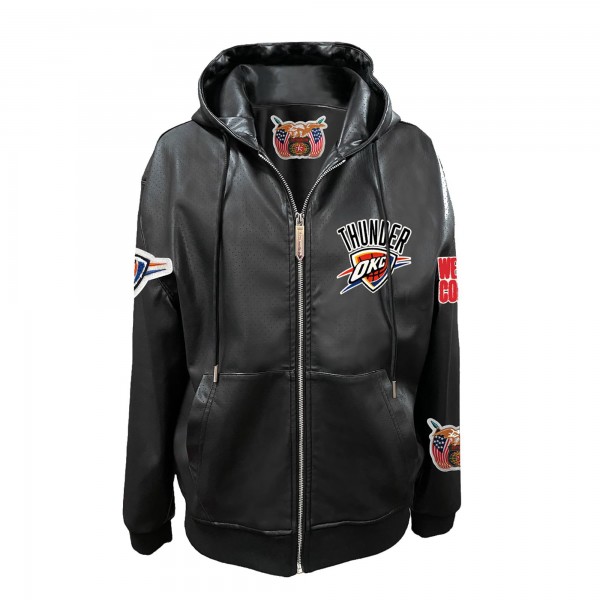 Толстовка на молнии Oklahoma City Thunder Jeff Hamilton Black Vegan Leather