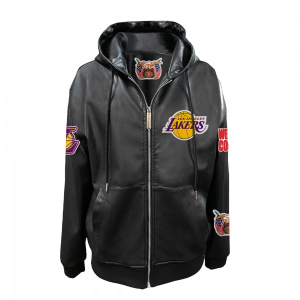 Толстовка на молнии Los Angeles Lakers Jeff Hamilton Black Vegan Leather