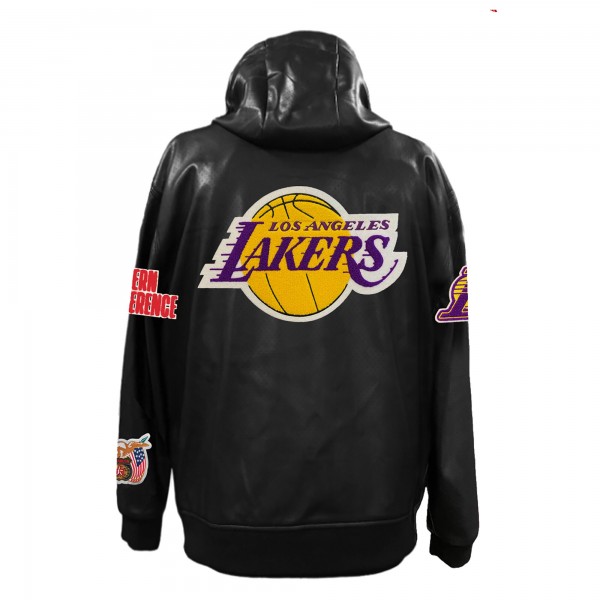 Толстовка на молнии Los Angeles Lakers Jeff Hamilton Black Vegan Leather