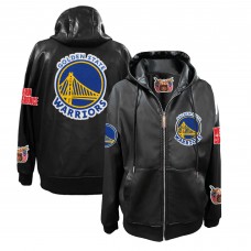 Толстовка на молнии Golden State Warriors Jeff Hamilton Black Vegan Leather