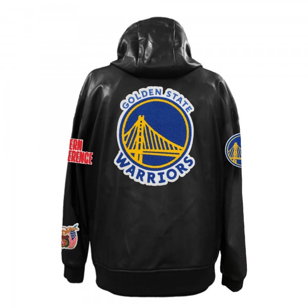 Толстовка на молнии Golden State Warriors Jeff Hamilton Black Vegan Leather
